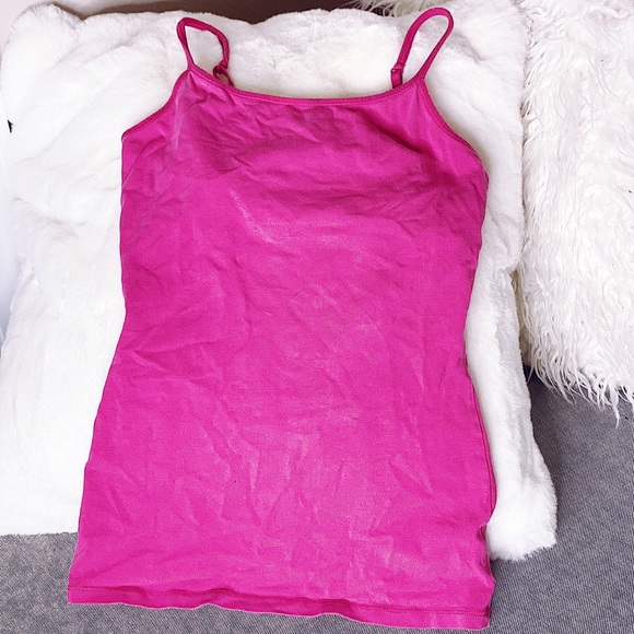 Hot Pink Plain Basics Spaghetti Strap Tank Top - Picture 2 of 4